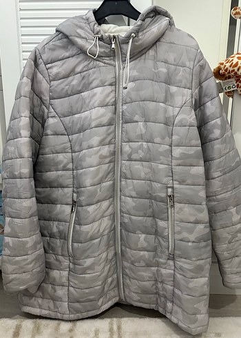 Gri Kamuflaj Desenli Fermuarlı Kadın Mont - Görsel 3