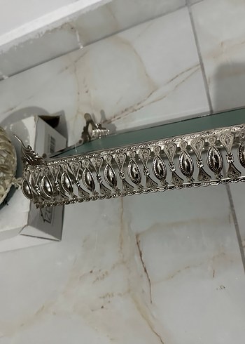 Nakışlı Vintage Gümüş Tepsi - Görsel 3