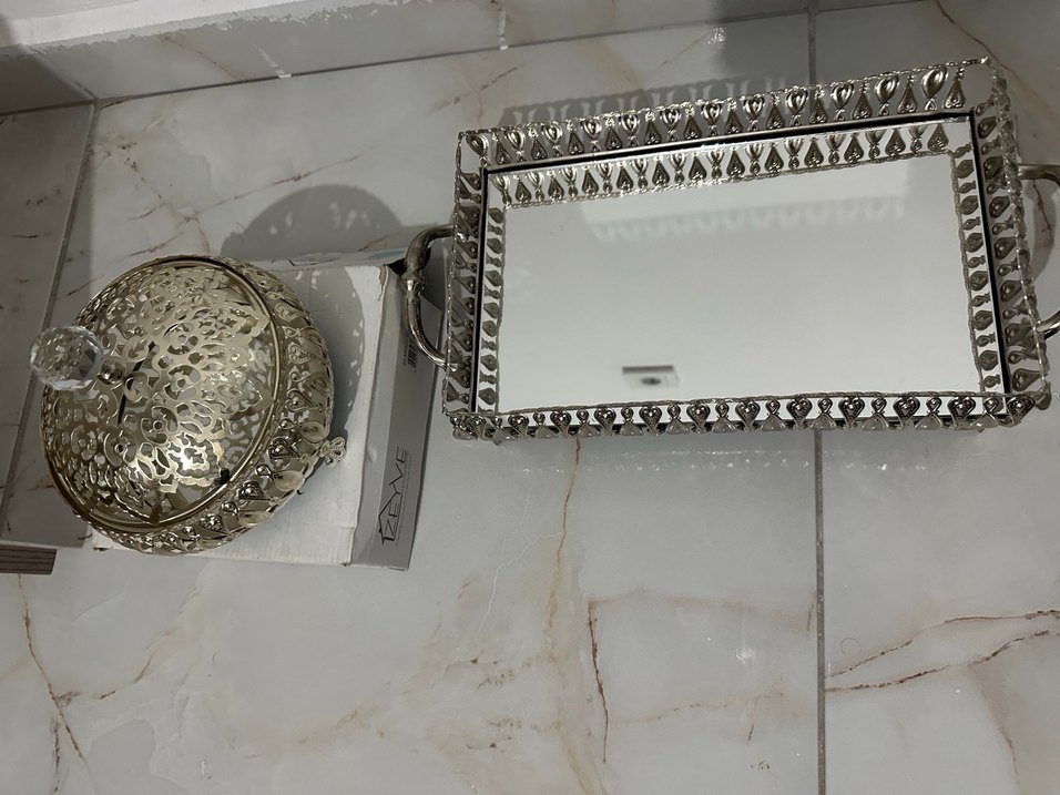 Nakışlı Vintage Gümüş Tepsi - Görsel 2