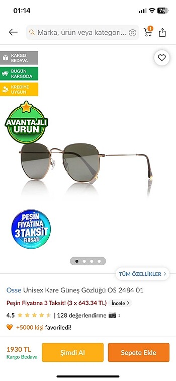 osse güneş gözlüğü