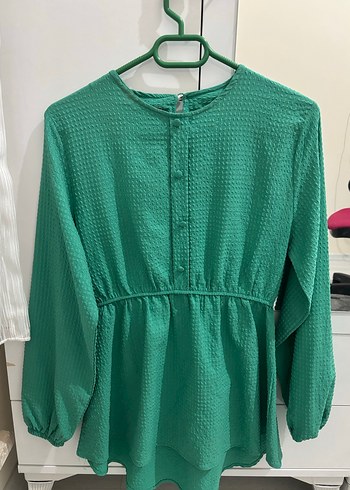 Düğmeli Yeşil Bluz - Görsel 2