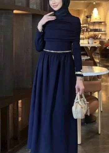 lacivert tesettür viral elbise - Görsel 3