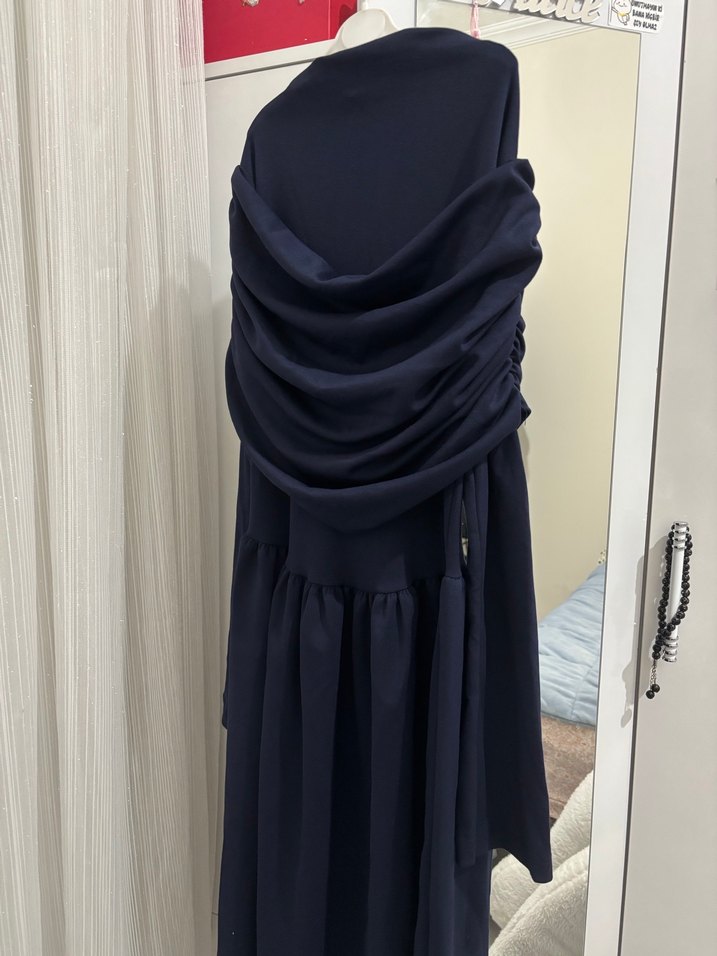 lacivert tesettür viral elbise - Görsel 4