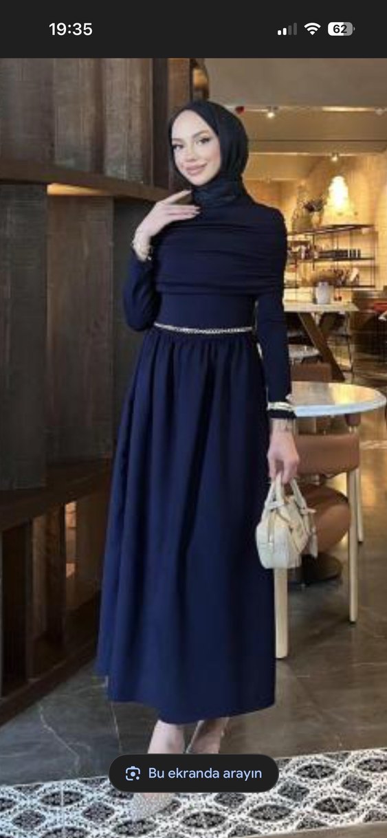 lacivert tesettür viral elbise - Görsel 3