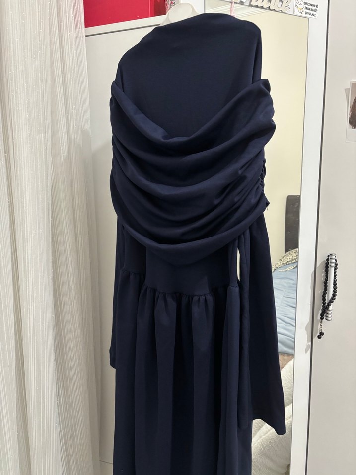 lacivert tesettür viral elbise - Görsel 5