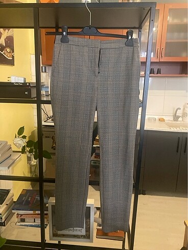 Zara Gri kareli kumaş pantolon