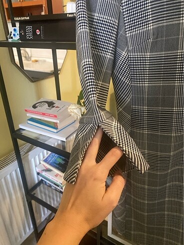 H&M Gri kareli mini elbise