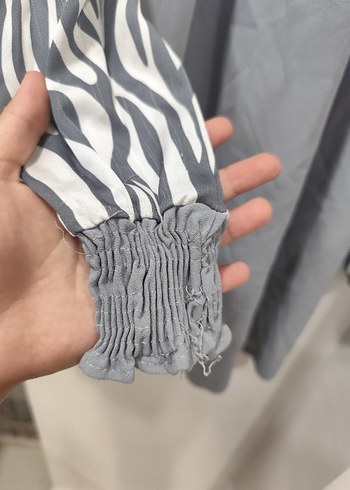 42 Beden Gri Zebra Desenli Uzun Kollu Tunik