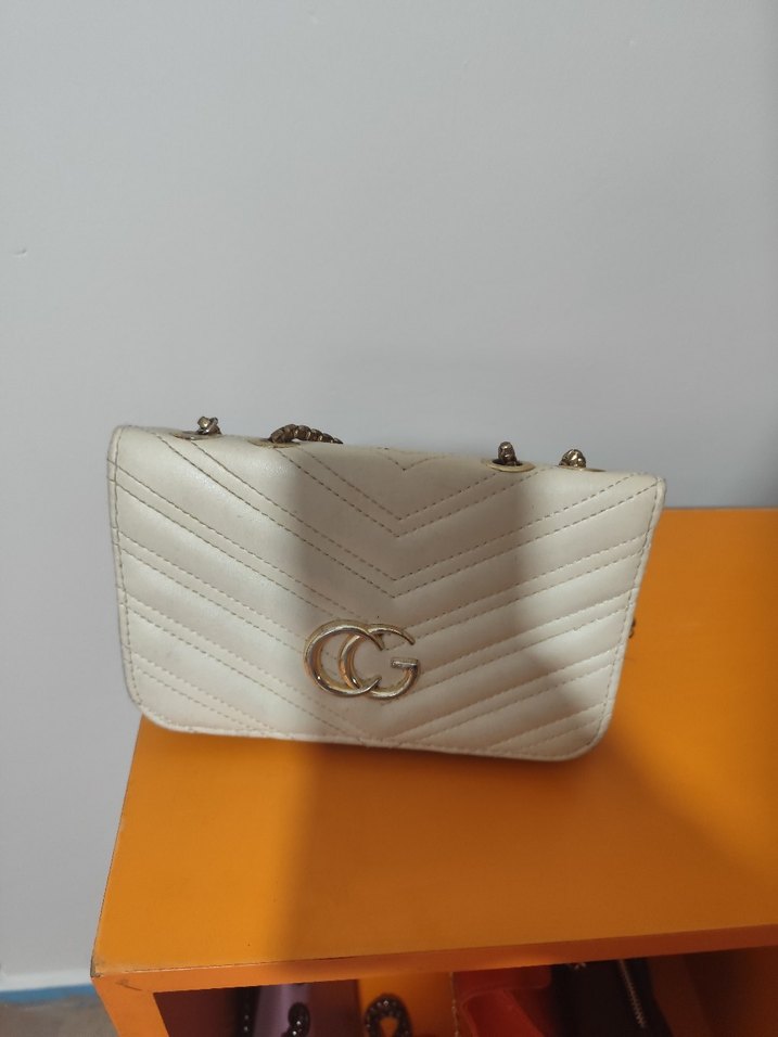 Beyaz Deri Kadın Omuz Çantası - Görsel 2