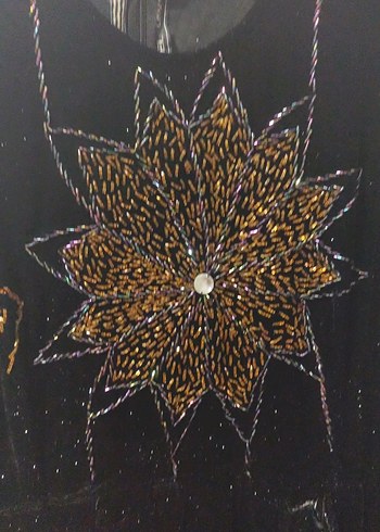 Boncuk İşlemeli Siyah Uzun Bohem Elbise - Görsel 2