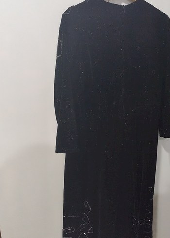 Boncuk İşlemeli Siyah Uzun Bohem Elbise - Görsel 4