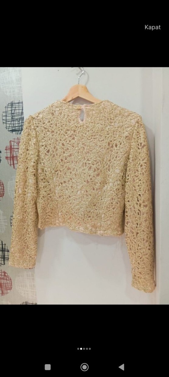 Bej Dantel Detaylı Uzun Kollu Elbise - Görsel 3