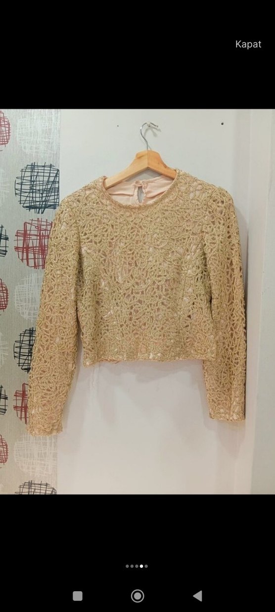 Bej Dantel Detaylı Uzun Kollu Elbise - Görsel 5