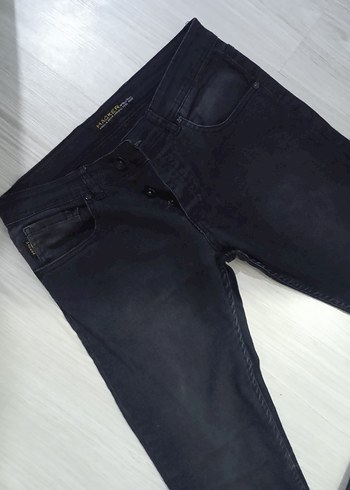 Düğmeli Siyah Erkek Denim Pantolon