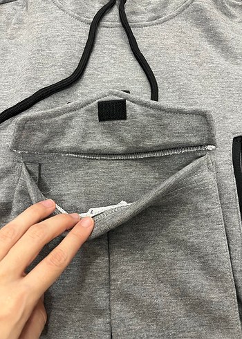 Gri Kapüşonlu sıfır Erkek Sweatshirt - Görsel 5