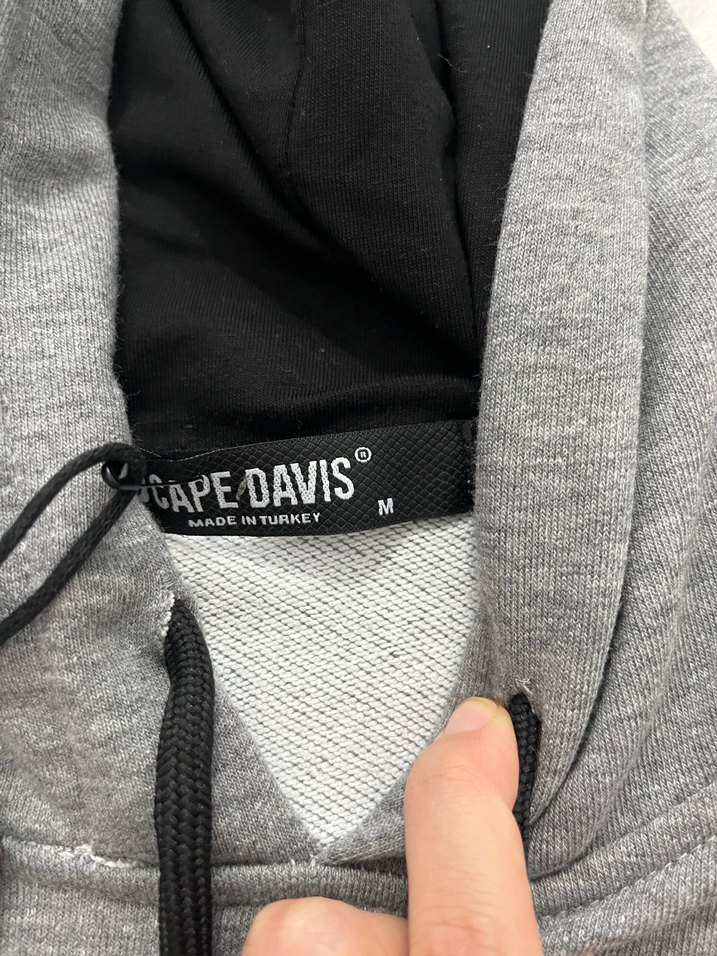 Gri Kapüşonlu sıfır Erkek Sweatshirt - Görsel 4