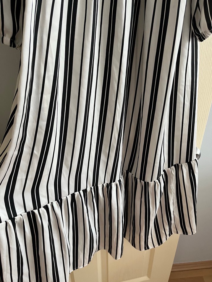 Uzun Kollu Çizgili Uzun Elbise - Görsel 3