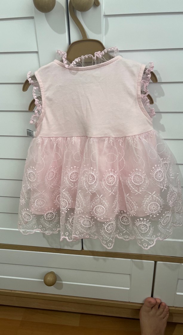 Dantel Detaylı Pembe bebek Elbise - Görsel 2