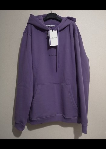 xxl Beden mor Renk Erkek Mor Kapüşonlu Salaş Sweatshirt