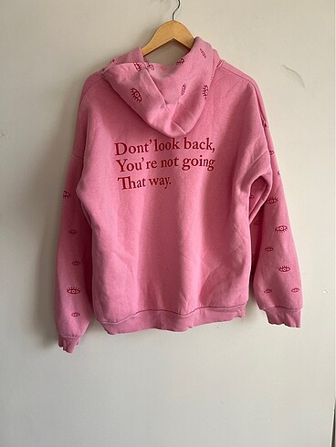 xl Beden Pembe kapşonlu sweatshirt
