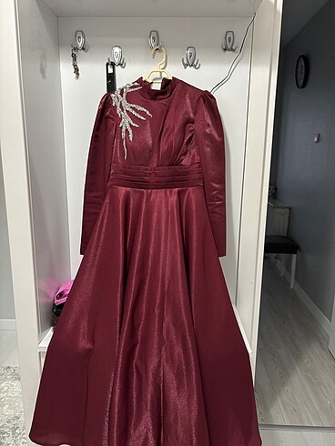 Bordo abiye elbise