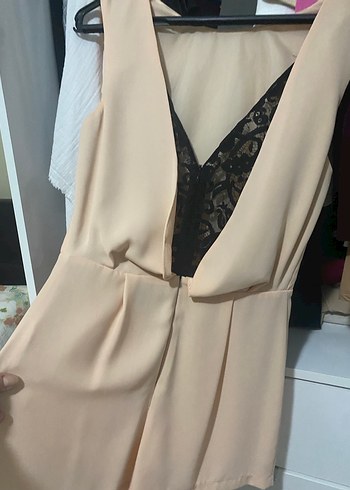 Bej Kemerli Kolsuz Kadın Tulum #topshop #tulum - Görsel 3