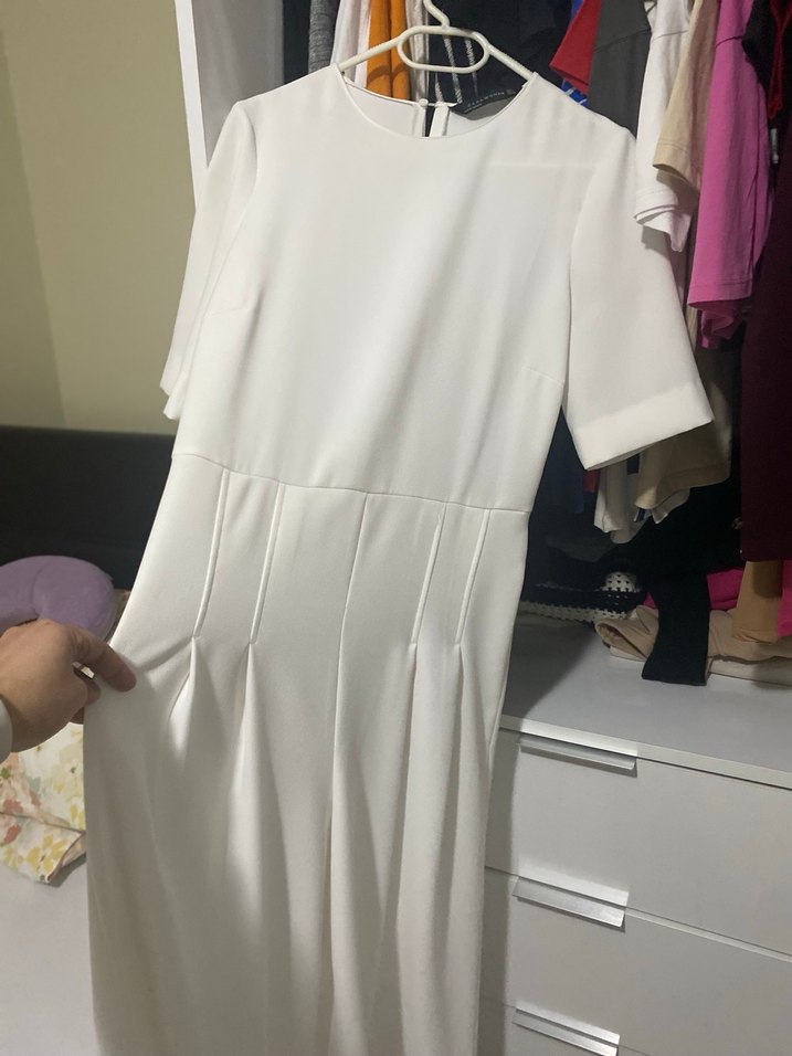 Kadın Beyaz Midi Kumaş Tulum #zara #tulum - Görsel 5