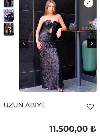 Diğer Şeref Vural Siyah Straplez Uzun Abiye Elbise