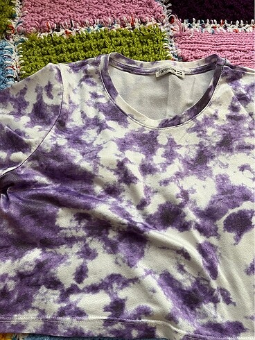 s Beden mor Renk Batik Desenli T-shirt