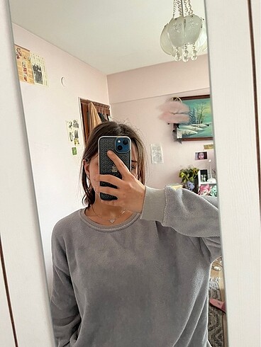 Gri Peluş Sweatshirt