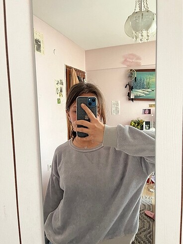Diğer Gri Peluş Sweatshirt