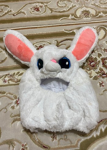 Beyaz Peluş Tavşan Oyuncak kask üstüne takılır