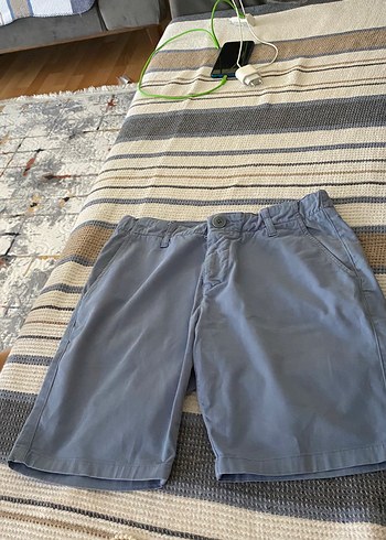 s/m Beden Gri Mini Erkek Şort, Kemerli, Rahat Kesim