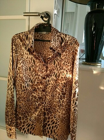 Koton leopar saten gomlek