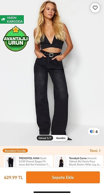 Siyah yüksek bel wide leg jean