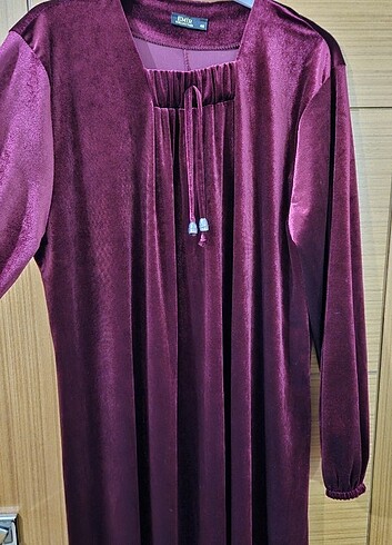 48 Beden bordo Renk Kadife Elbise
