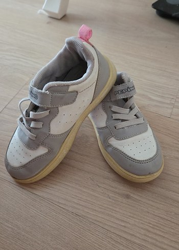 Kız Çocuk Gri Beyaz Spor Ayakkabı Velcro - Görsel 3