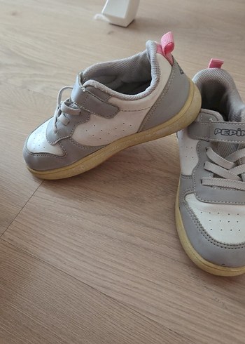 Kız Çocuk Gri Beyaz Spor Ayakkabı Velcro - Görsel 2