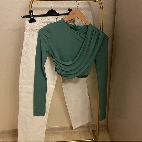Yeşil crop bluz