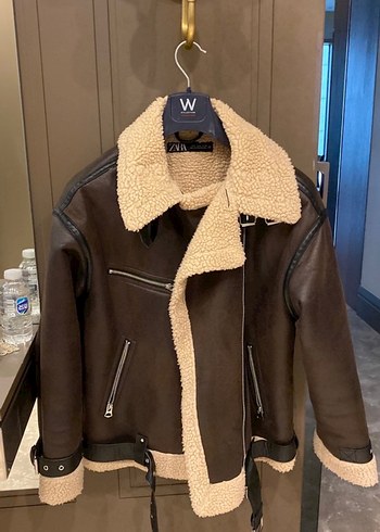 Kahverengi Kürklü Deri Biker Ceket - Görsel 2