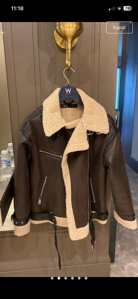 Kahverengi Kürklü Deri Biker Ceket - Görsel 2