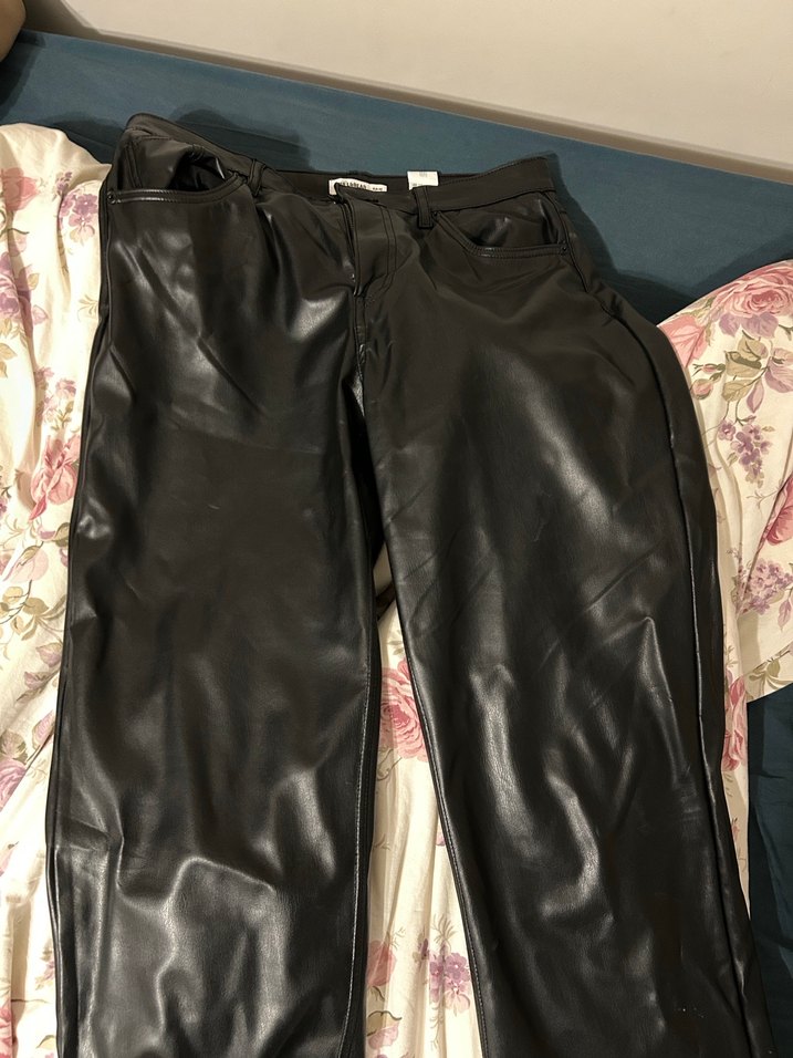 Siyah Deri Kadın Pantolon - Görsel 2