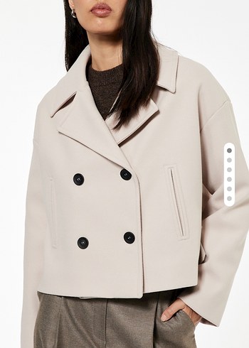 Bej Mini Düğmeli Kadın Kaban - Görsel 3