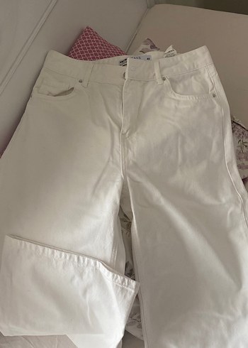 KOTON kadın beyaz wide leg kot pantolon - Görsel 2