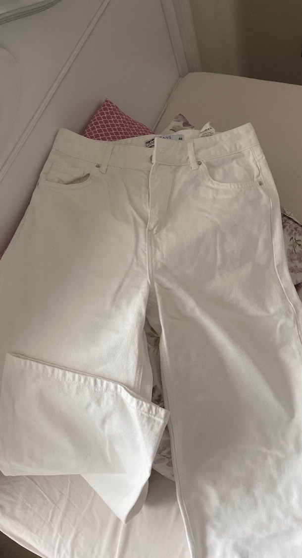 KOTON kadın beyaz wide leg kot pantolon - Görsel 2