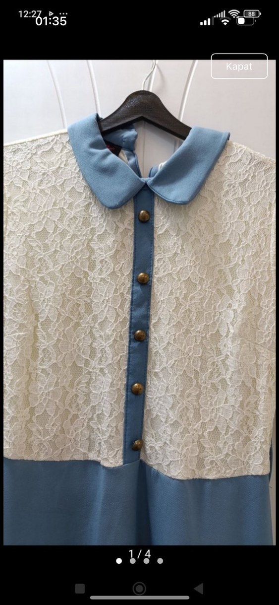 Gamze Polat Tasarım Dantel Detaylı Uzun Kollu Vintage Elbise - Görsel 4