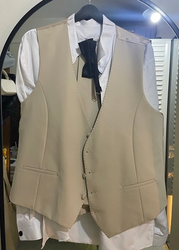 Bej Düğmeli Erkek smokin - Görsel 4