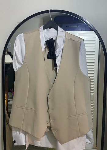 Bej Düğmeli Erkek smokin - Görsel 3