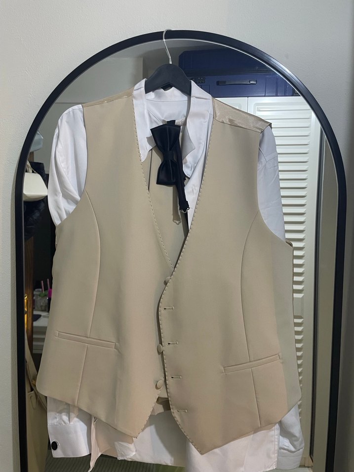 Bej Düğmeli Erkek smokin - Görsel 3