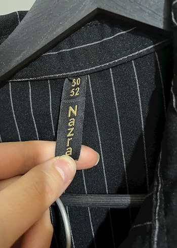 Düğmeli Siyah Çizgili Kadın Takım - Görsel 3